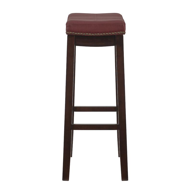 Linon Classic Bar Stool with Faux Leather Padded Seat image number 8