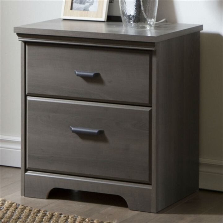 2-Drawer Bedroom Nightstand with Maple Wood Finish for Storage