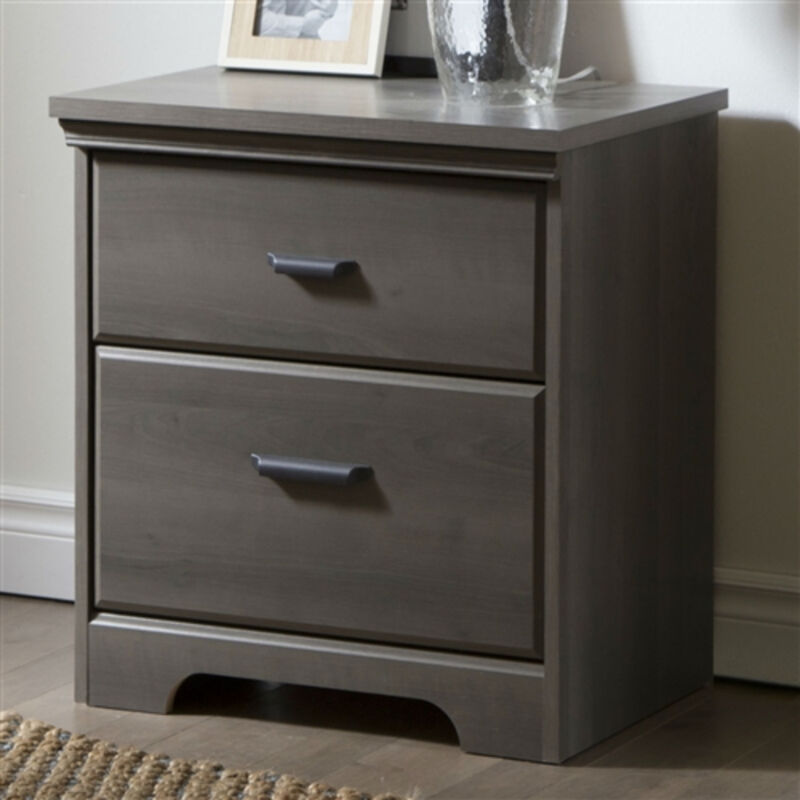 2-Drawer Bedroom Nightstand with Maple Wood Finish for Storage