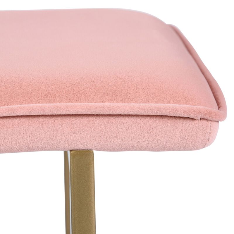 Set of 1 Upholstered Velvet Bench 44.5" W x 15" D x 18.5" H, Golden Powder Coating Legs - PINK