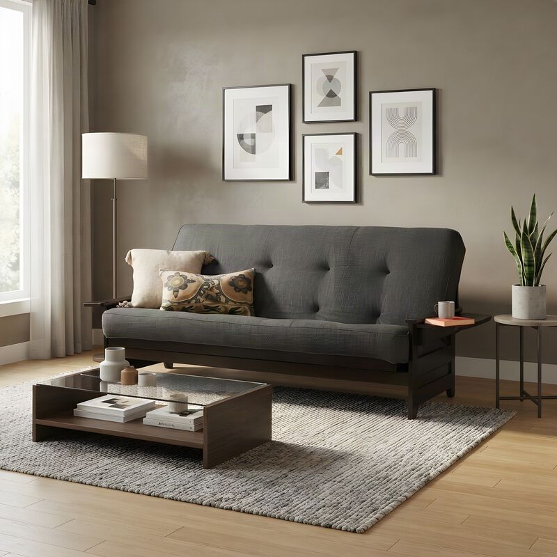 Phoenix Frame Queen-Espresso Finish-Linen Charcoal Mattress image number 5