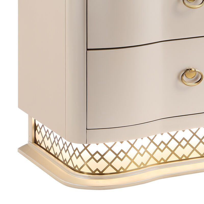 Caspique Curved 2-Drawer LED Nightstand image number 9