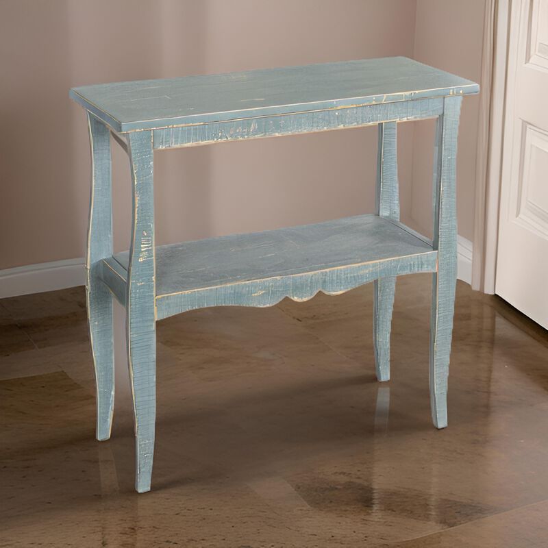 Rena Side End Table, Scallop Trim, 28 Inch Seagrass Green Mahogany image number 5