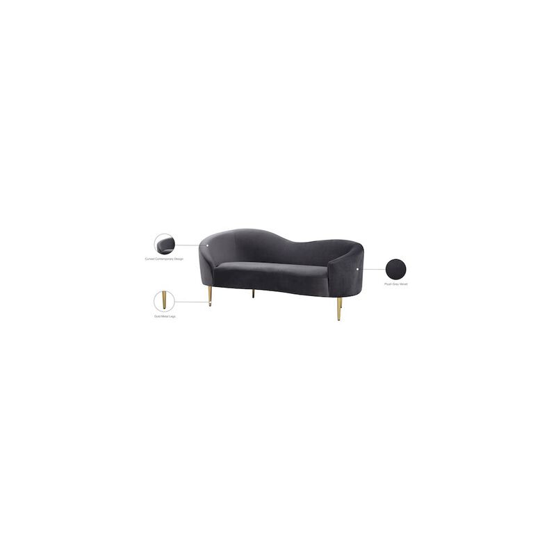 Meridian Furniture Ritz Grey Velvet Loveseat