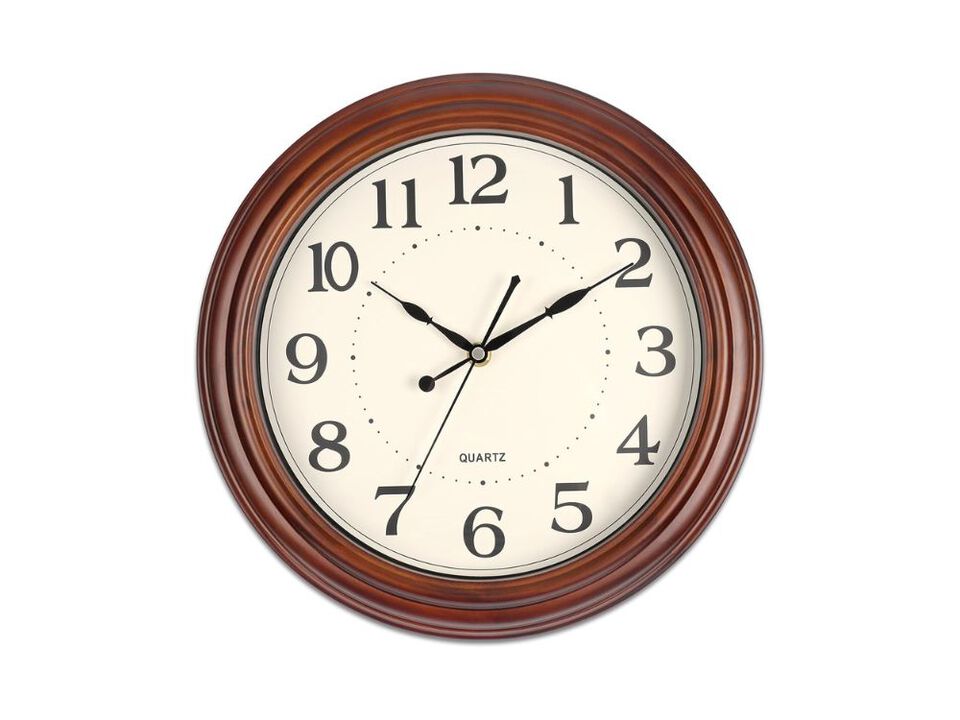 12 Inch Wooden Wall Clock Retro Style Silent Battery Operated for Living Room Bedroom Housewarming Xmas New Year Gift