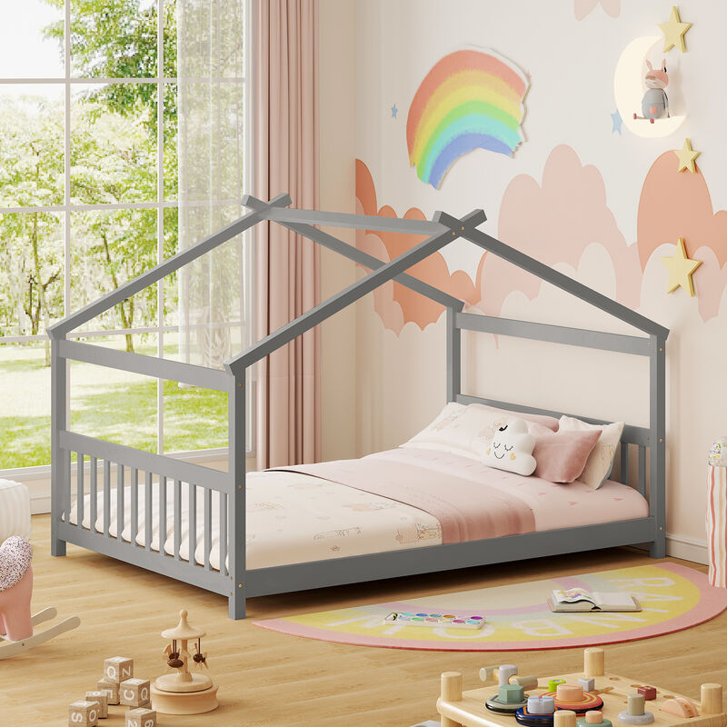 House Bed Frame with Headboard for Kids Bedroom image number 6