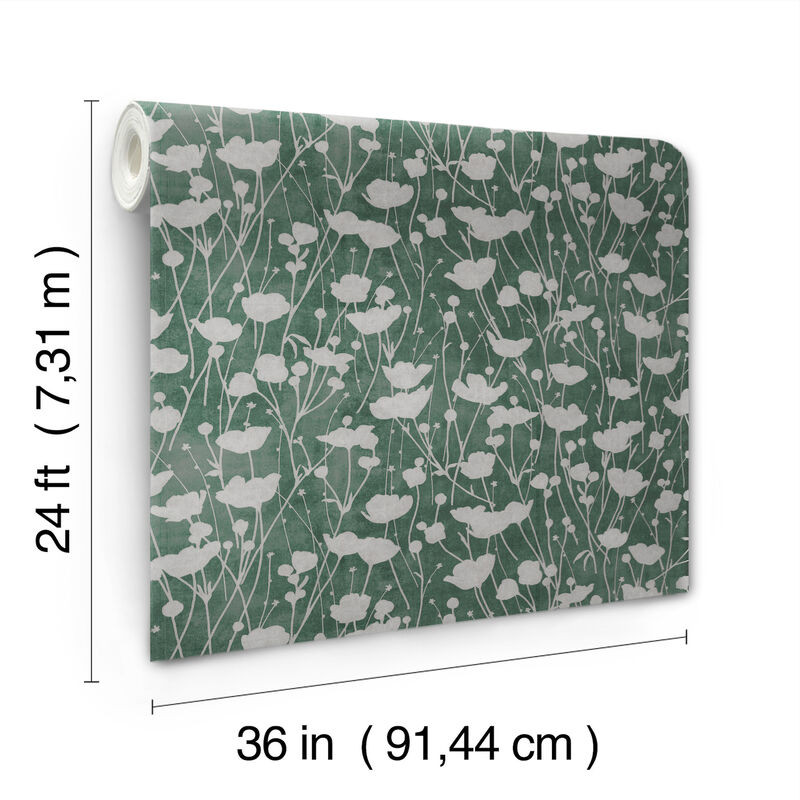 Shimmering Poppies Green Wallpaper (Set of 2) image number 2