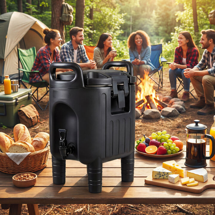 Portable Insulated Beverage Dispenser with Handles and Two Stage Faucet for Parties-Black