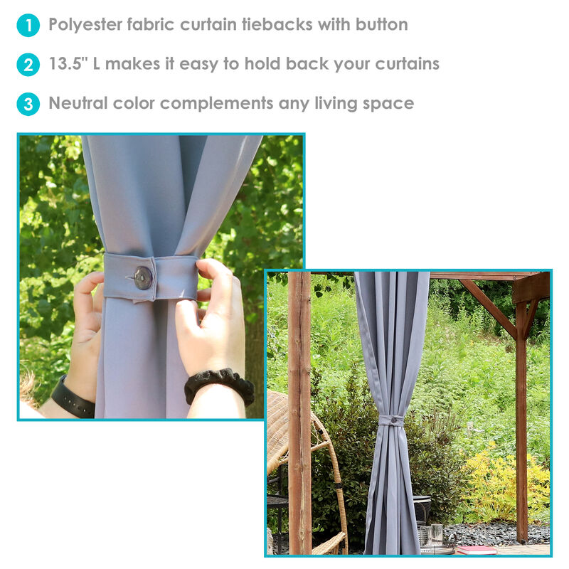 Sunnydaze Indoor/Outdoor Polyester Curtain Tiebacks