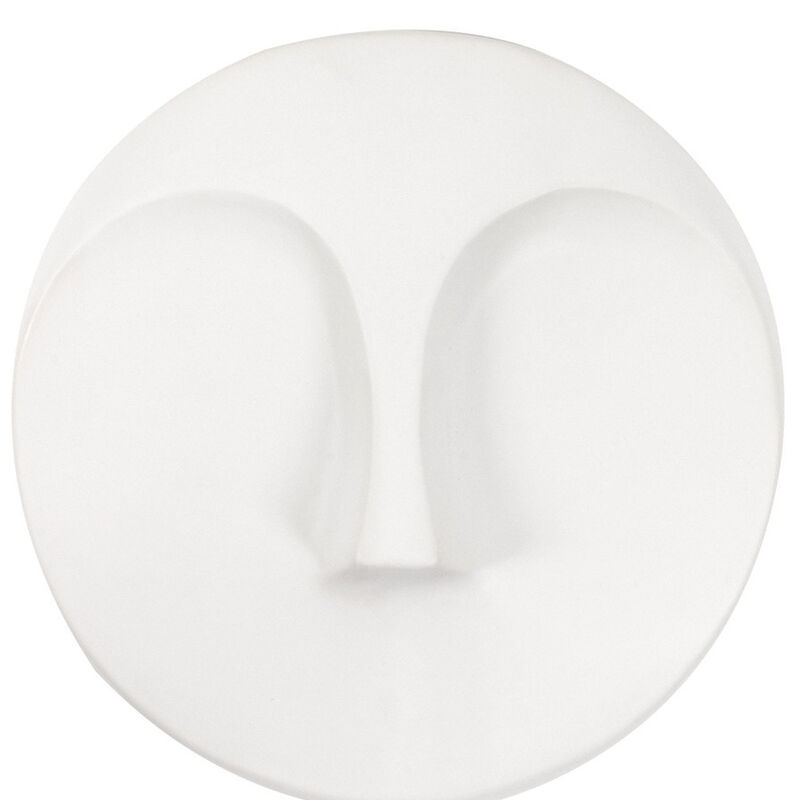 HomeRoots 10" White Ceramic Face Round Wall Decor image number 3