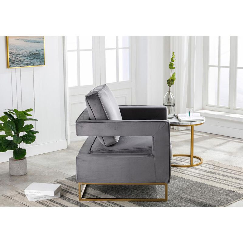 Carolina Chair & Table Adadon Velvet Upholstered Armchair - Gray
