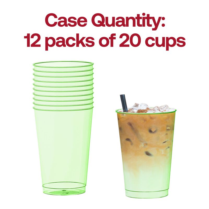 12 oz. Clear Green Plastic Party Cups (240 Cups) image number 4