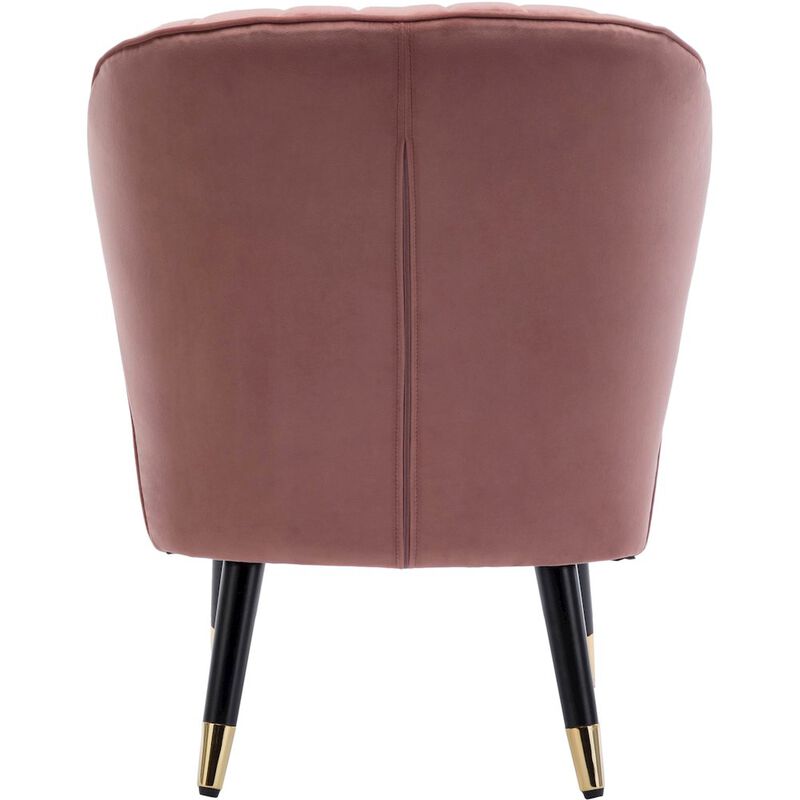 Omax Decor Jane Modern Wood and Velvet Fabric Upholstered Accent Chair in Pink
