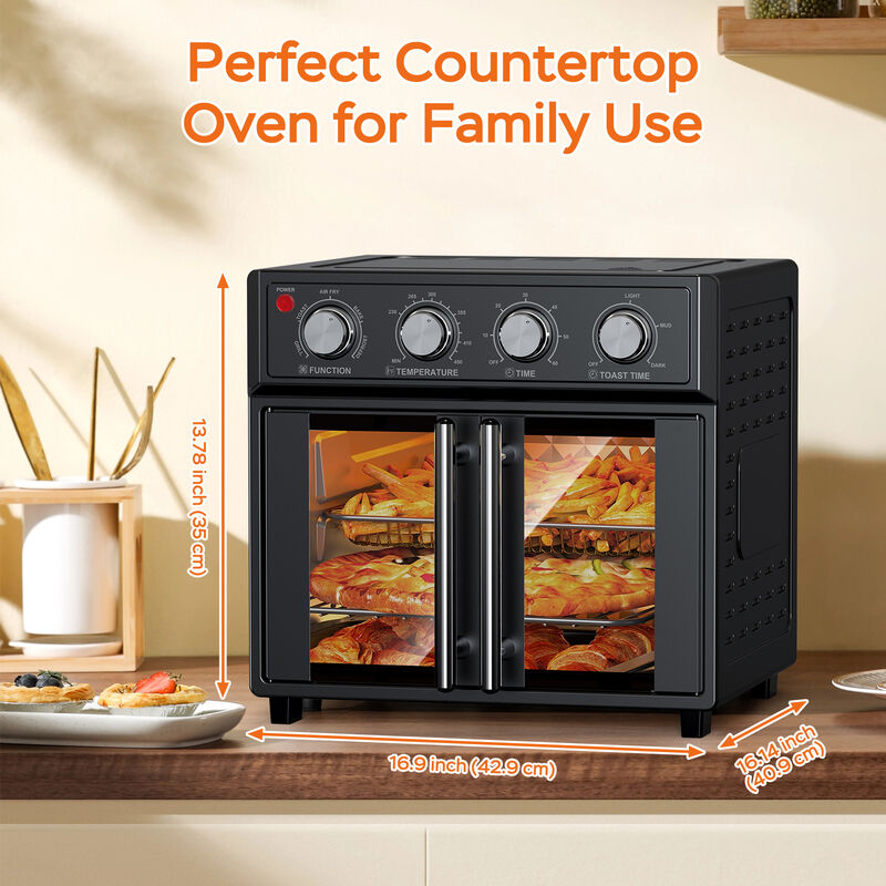 Stainless Steel 26 QT French Double-Door Air Fryer Convection Toaster Oven With 7-in-1 Multi-Function image number 6