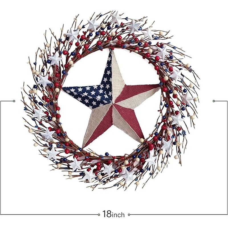 Burlap Flag Star Wreath, Front Door & Wall Decor image number 2