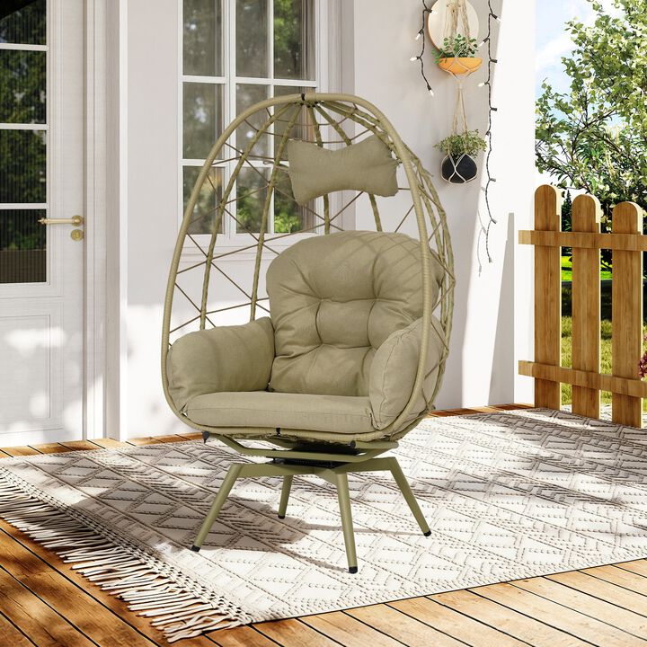 Hivvago Wicker Patio Egg Chair with Thick Cushions