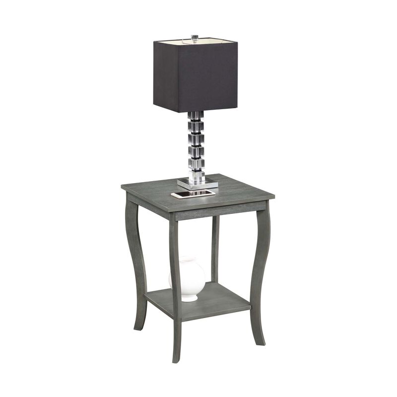 Convenience Concepts American Heritage Square End Table with Shelf, Wirebrush Dark Gray