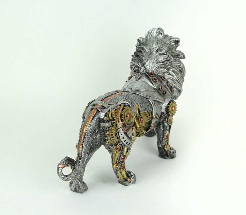 Mechanical Steampunk Cyborg African Lion Statue image number 3