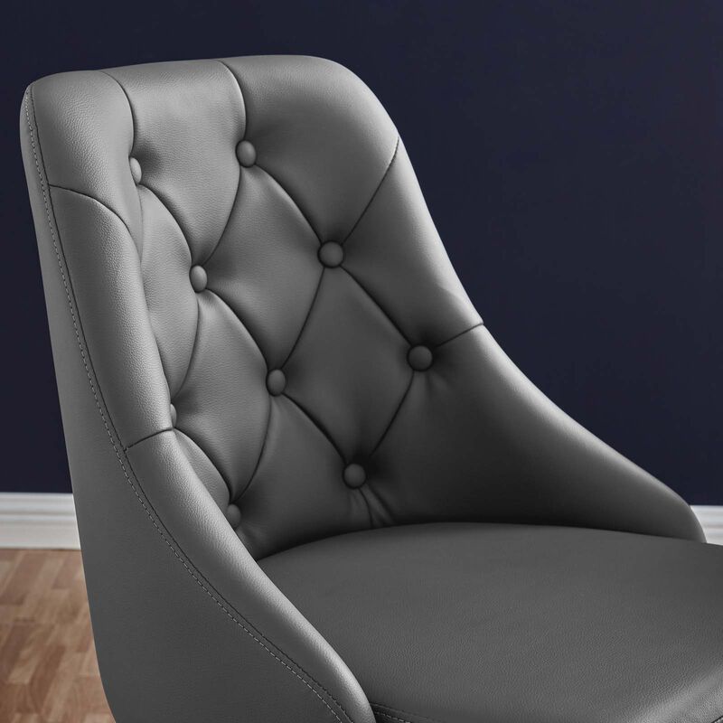 Modway Furniture - Distinct Tufted Swivel Vegan Leather Office Chair Black Gray