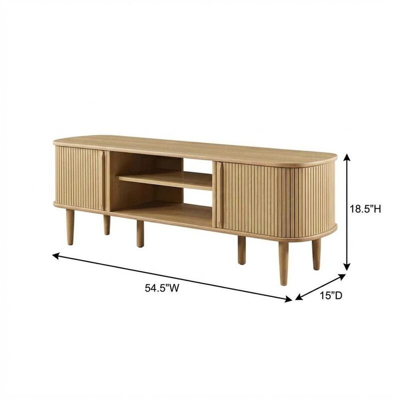 Gray wood TV stand with sleek design and sturdy construction image number 2