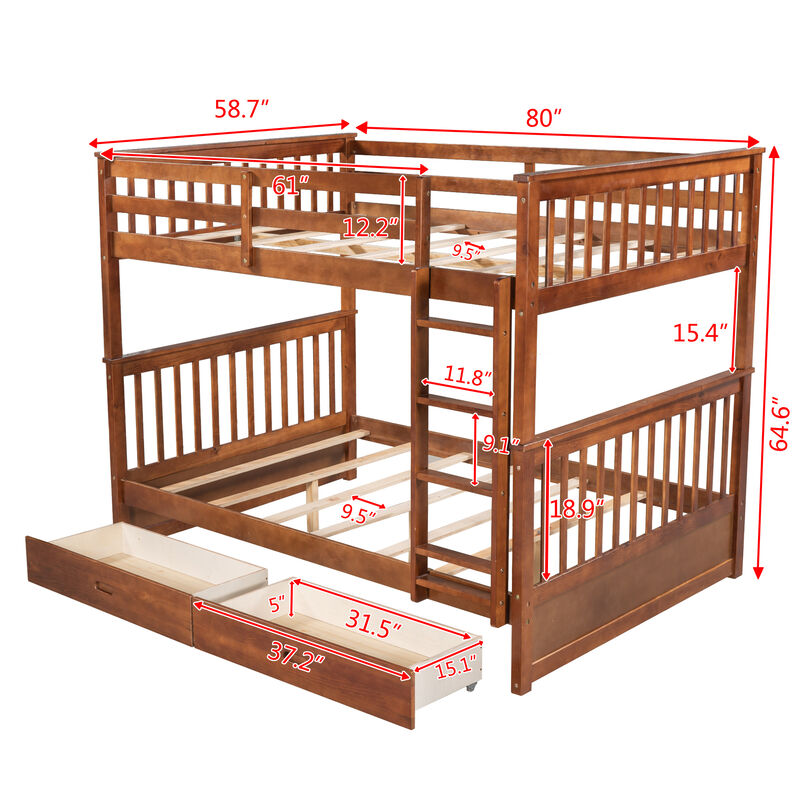 Merax Bunk Bed with Ladders and Two Storage Drawers