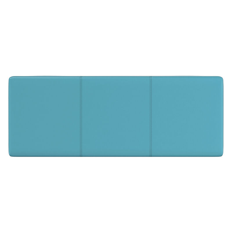 Avalon 48 inch Wide Contemporary Rectangle Storage Ottoman Bench in Soft Blue Vegan Faux Leather, Assembled image number 5