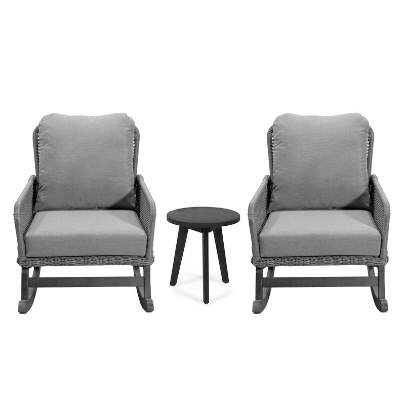 Merax 3-Piece Outdoor Rocking Chairs Side Table Seating Set