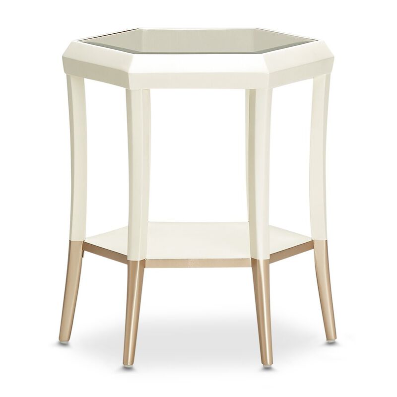 Michael Amini La Rachelle Hexagon Accent Table - Champagne