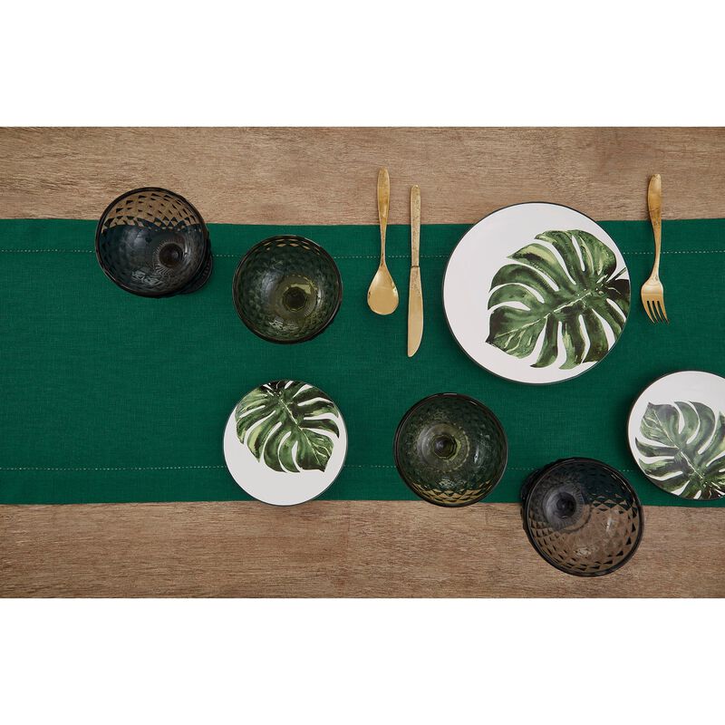 Solino Home Classic Hemstitch 100% Linen Table Runner &ndash; Handcrafted, Machine Washable, Perfect for Holiday and Everyday Dining
