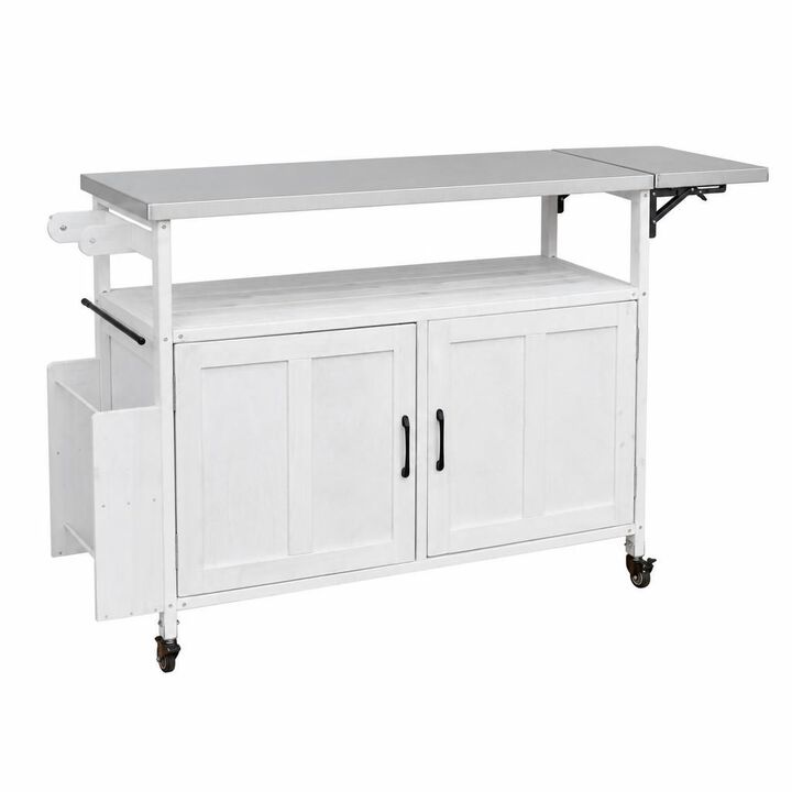 ELEMENT ACE Portable Foldable Outdoor Kitchen Island Mobile Patio Kitchen Cart with Lockable Wheels, Storage Cabinet and Towel Rack for Outdoor Cooking