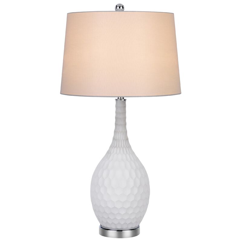 Table Lamp Set of 2, Sculpted Slim Neck Glass Base, Off White Shade image number 2