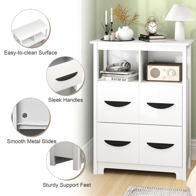 Hivvago Floor Cabinet with 2 Open Compartments and 2 Drawers