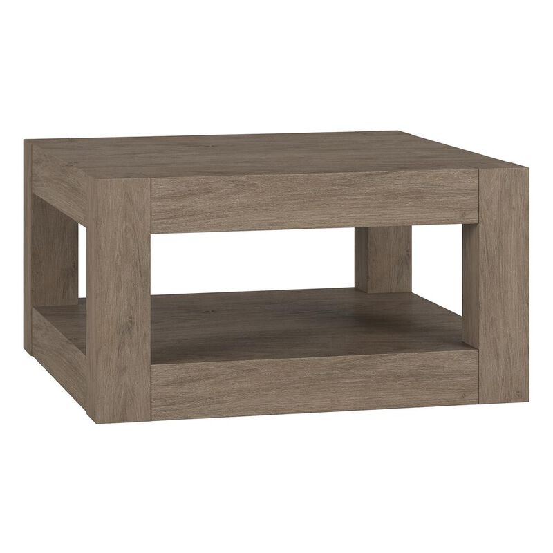 Hudson&Canal Hughes 32 Wide Square Coffee Table in Antiqued Gray Oak