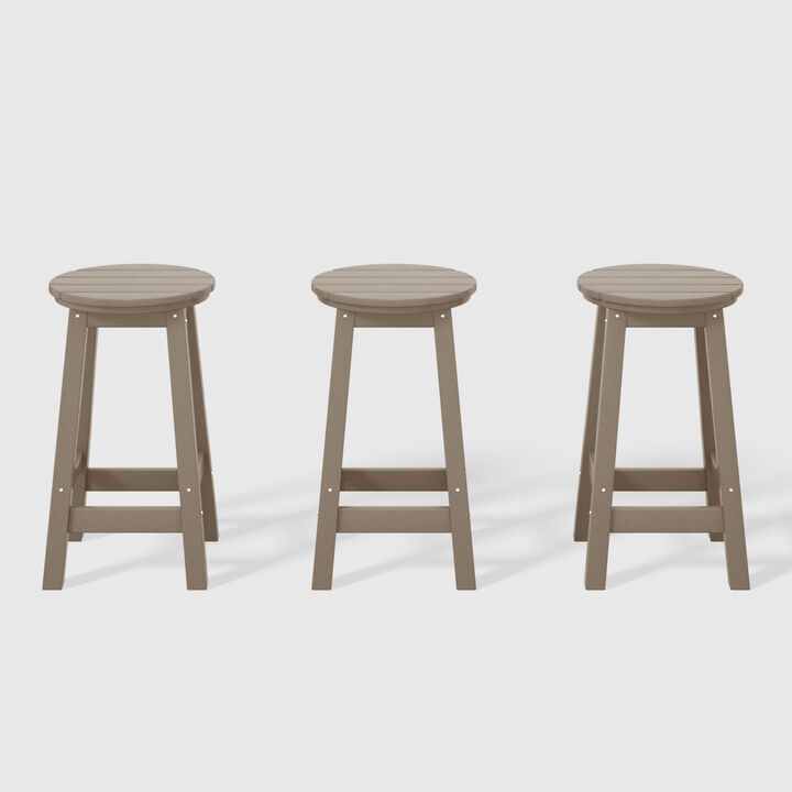 WestinTrends 24" HDPE Outdoor Patio Round Counter Height Bar Stool Set of 3