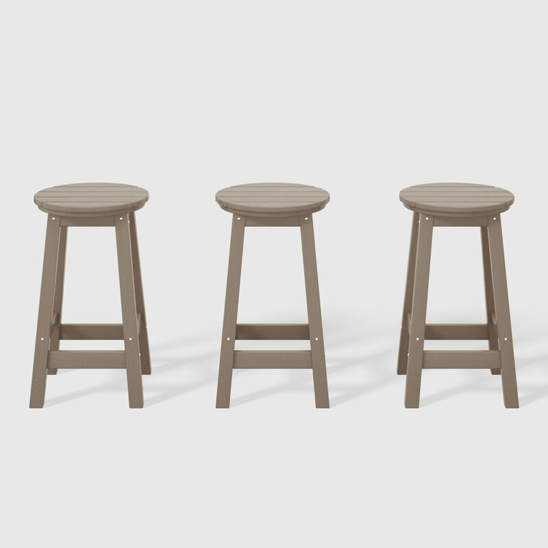 WestinTrends 24" HDPE Outdoor Patio Round Counter Height Bar Stool Set of 3