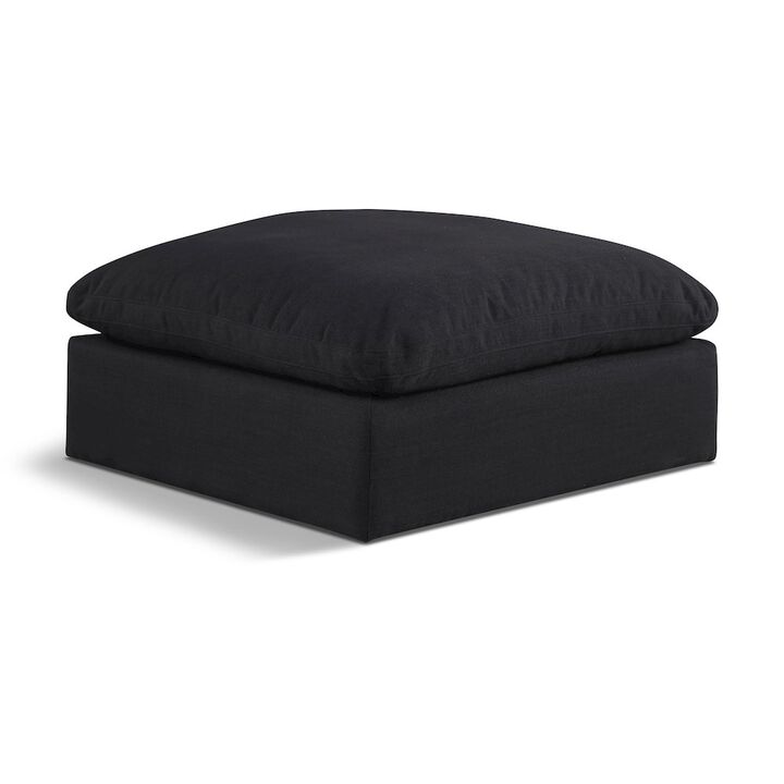 Meridian Furniture Comfy Black Linen Textured Fabric Modular Ottoman