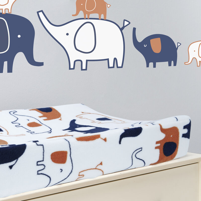 Lambs & Ivy Playful Elephant White/Blue Baby/Infant Changing Pad Cover