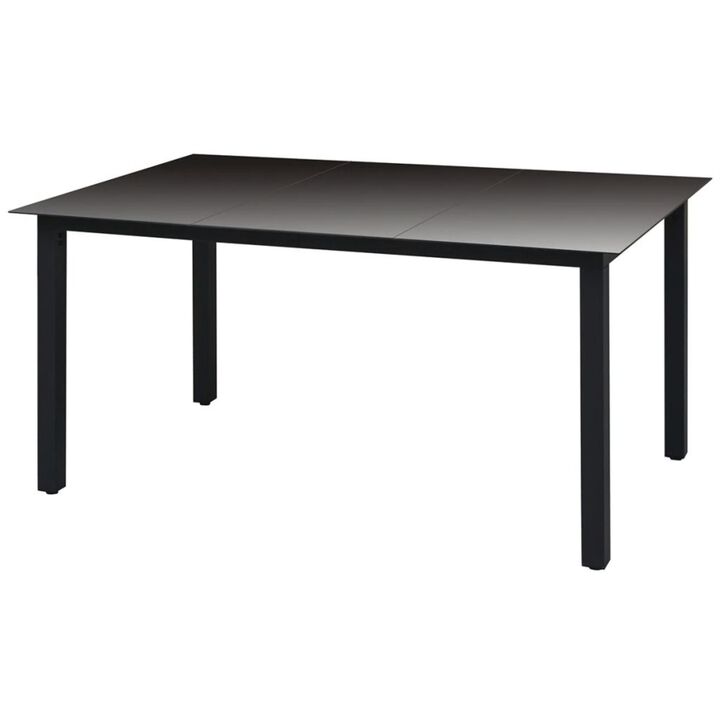 vidaXL Garden Table Black 59.1"x35.4"x29.1" Aluminium and Glass