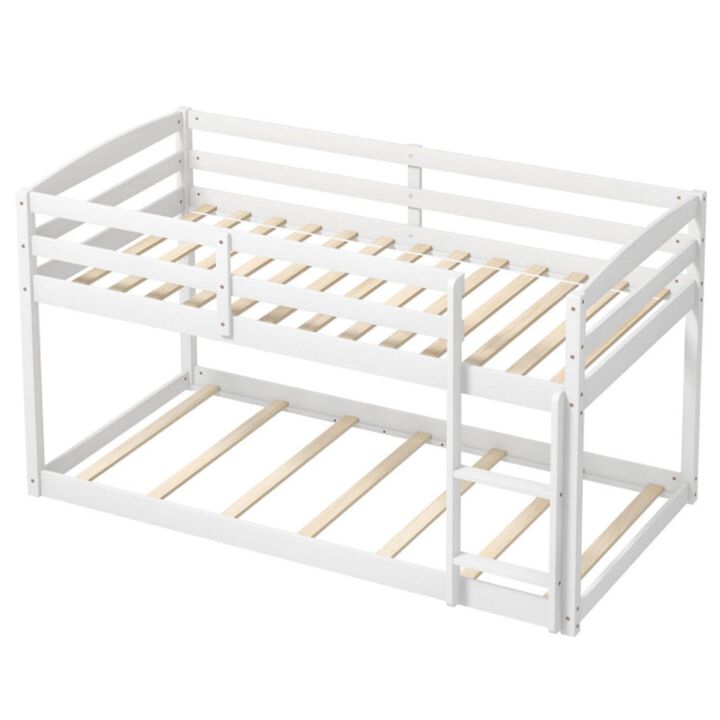 Hivvago Twin Size Bunk Bed with High Guardrails and Integrated Ladder
