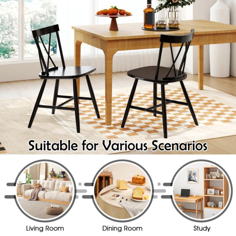 Hivvago Farmhouse Kitchen Dining Chair Set of 2 with Rubber Wood Frame