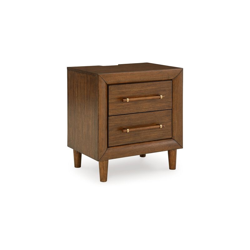 Jeyn Nightstand, 2 Drawers, Traditional Dark Brown Solid Hardwood - Benzara