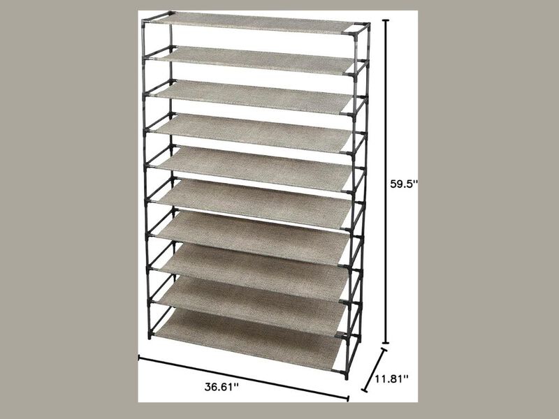 Shoe Rack 10 Tier 50 Pair Beige Freestanding Holds Up 100 Individual image number 2
