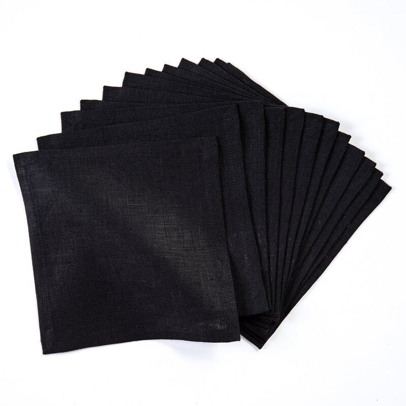 Solino Home Fete 100% Linen Cocktail Napkins &ndash; Set of 12, 6 x 6 in, Machine Washable, Holiday and Everyday Dining