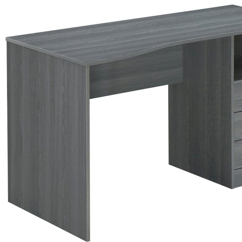 HomeRoots 51" Gray Wood Pedestal Computer Desk With Three Drawers image number 4
