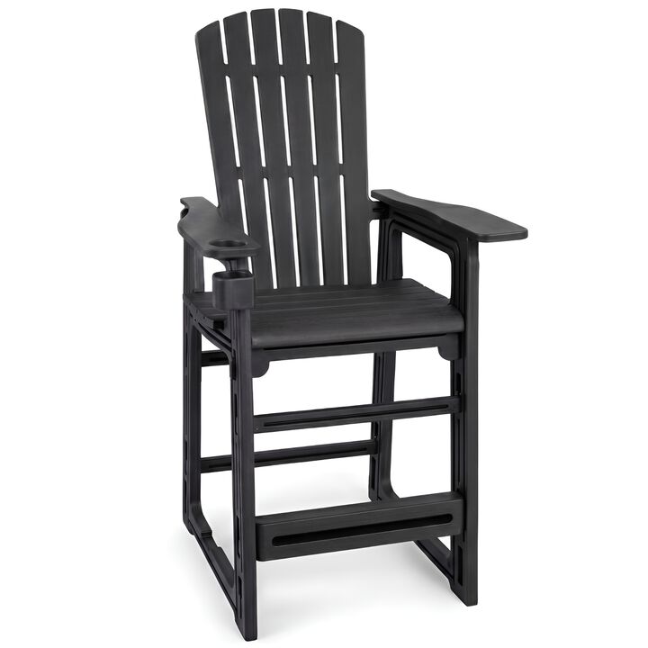 29 Inch Outdoor Counter Height Bar Stool with Backrest and Armrests