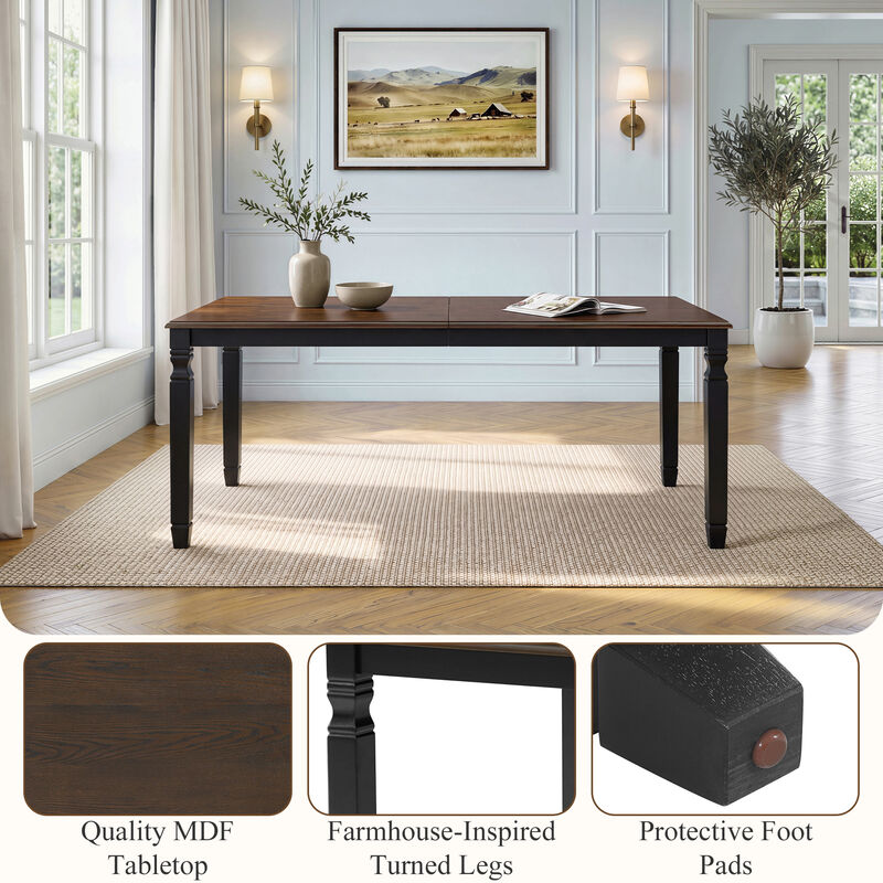 Maftus Farmhouse 6‑Piece Extendable Wooden Dining Set image number 2