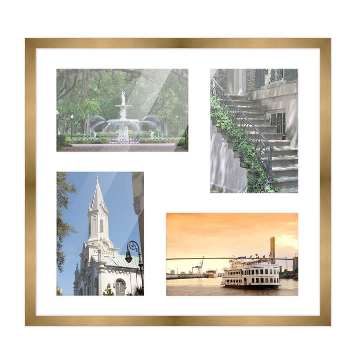 14x14 Wood Collage Frame with a White Mat for 5x7 Pictures