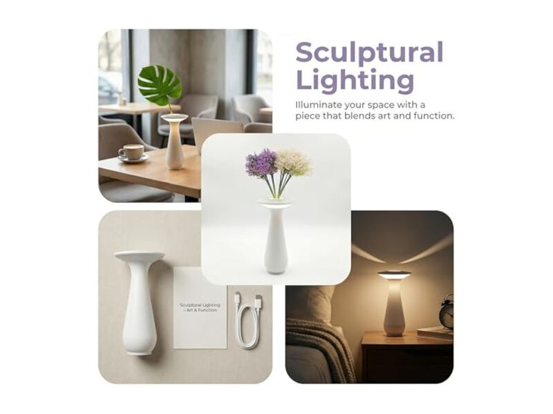 Rechargeable Flower Table Lamp For Bedroom Office Dining Room image number 2