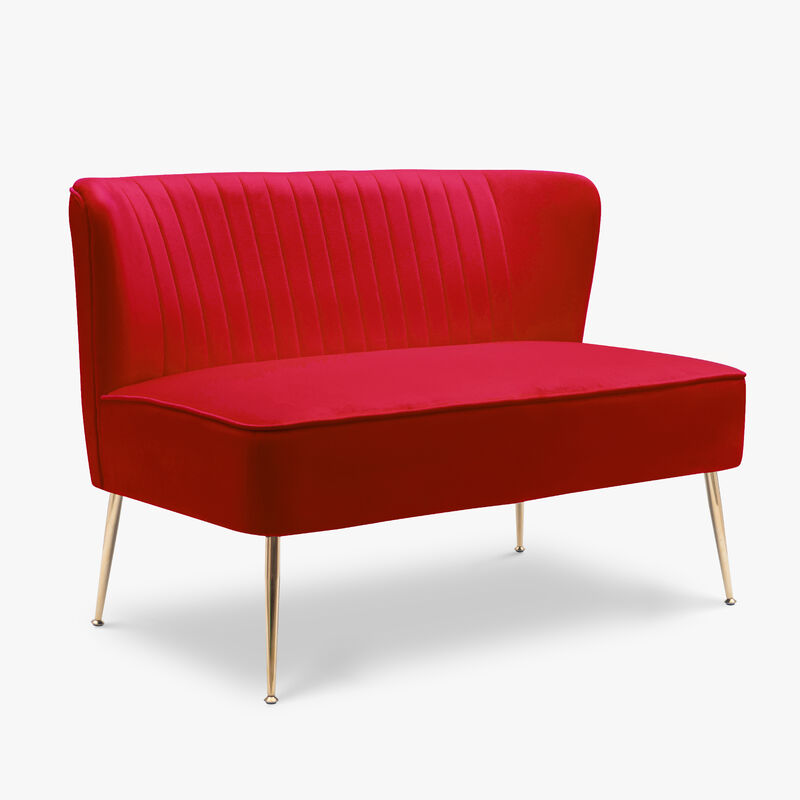 WestinTrends Mid Century Modern Tufted Velvet Loveseat Sofa and Chair Set