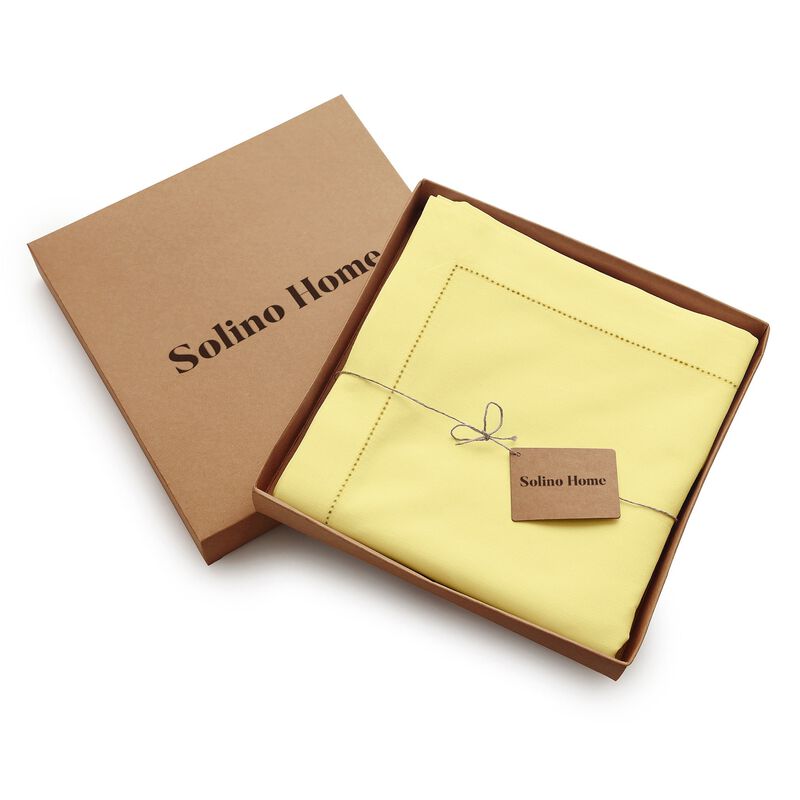 Solino Home Cotton Linen Hemstitch Tablecloth &ndash; Handcrafted, Machine Washable, Perfect for Holiday and Everyday Dining